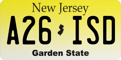 NJ license plate A26ISD