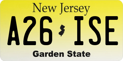 NJ license plate A26ISE