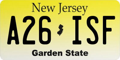 NJ license plate A26ISF
