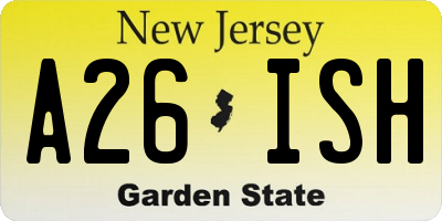NJ license plate A26ISH