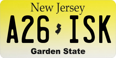 NJ license plate A26ISK