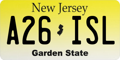 NJ license plate A26ISL