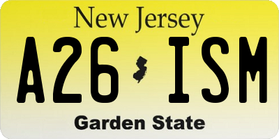 NJ license plate A26ISM