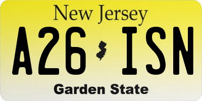 NJ license plate A26ISN