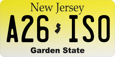 NJ license plate A26ISO