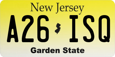 NJ license plate A26ISQ
