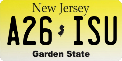 NJ license plate A26ISU