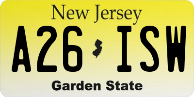 NJ license plate A26ISW