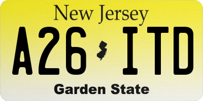 NJ license plate A26ITD