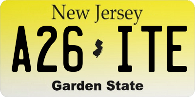 NJ license plate A26ITE