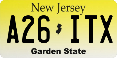 NJ license plate A26ITX