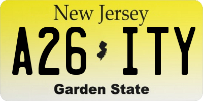 NJ license plate A26ITY