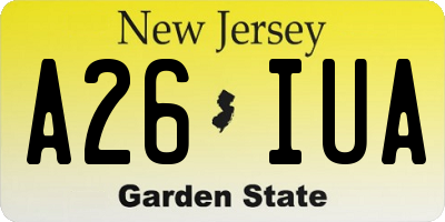 NJ license plate A26IUA