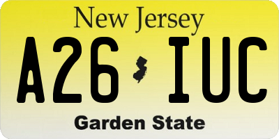 NJ license plate A26IUC