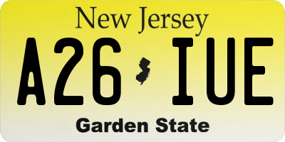NJ license plate A26IUE