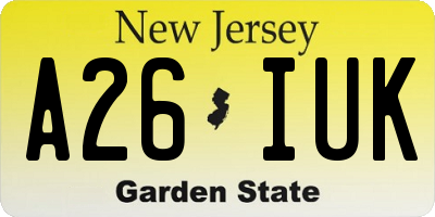 NJ license plate A26IUK