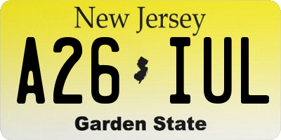 NJ license plate A26IUL