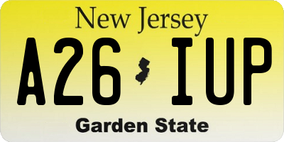 NJ license plate A26IUP