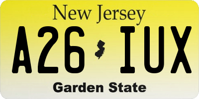 NJ license plate A26IUX