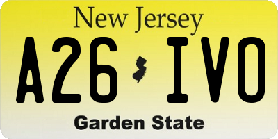 NJ license plate A26IVO