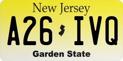 NJ license plate A26IVQ