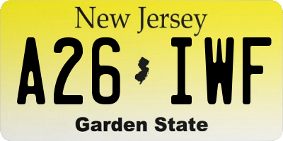 NJ license plate A26IWF