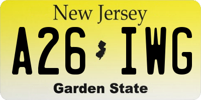 NJ license plate A26IWG