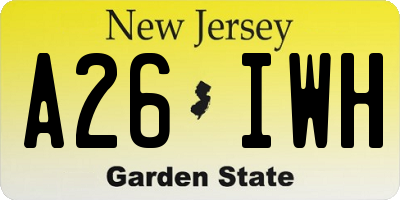 NJ license plate A26IWH