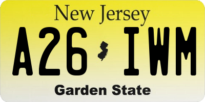 NJ license plate A26IWM