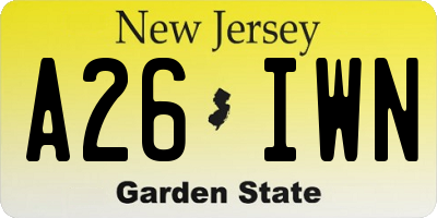 NJ license plate A26IWN