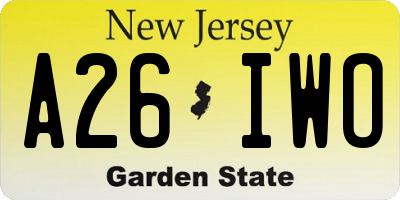 NJ license plate A26IWO