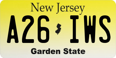 NJ license plate A26IWS