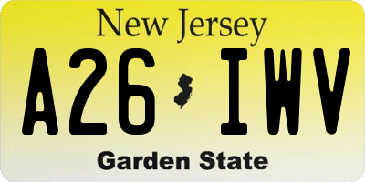 NJ license plate A26IWV