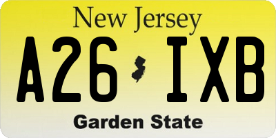 NJ license plate A26IXB