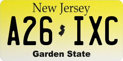 NJ license plate A26IXC