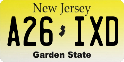 NJ license plate A26IXD