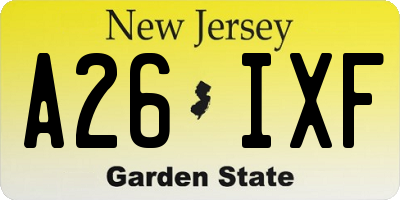 NJ license plate A26IXF