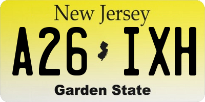 NJ license plate A26IXH
