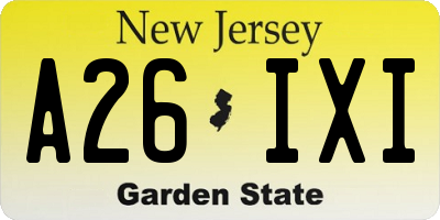 NJ license plate A26IXI