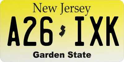 NJ license plate A26IXK