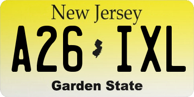 NJ license plate A26IXL