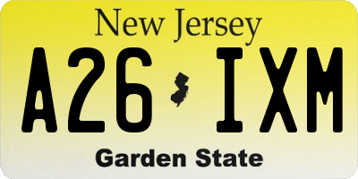NJ license plate A26IXM