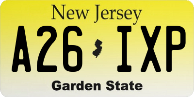 NJ license plate A26IXP