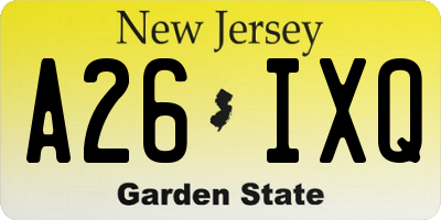 NJ license plate A26IXQ
