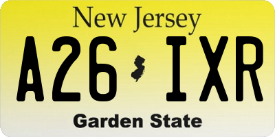 NJ license plate A26IXR