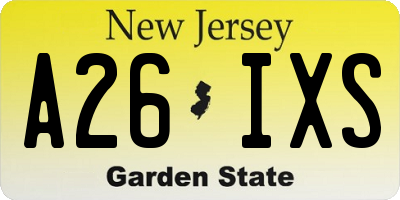 NJ license plate A26IXS