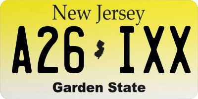 NJ license plate A26IXX
