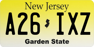 NJ license plate A26IXZ