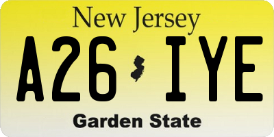 NJ license plate A26IYE
