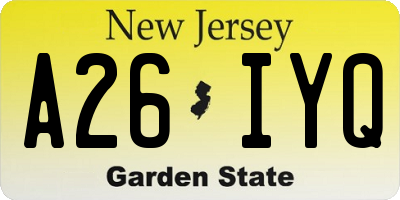 NJ license plate A26IYQ